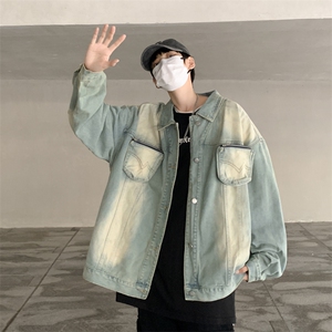 美式高街牛仔外套男休闲时尚春秋港风宽松水洗工装夹克男 JK2115图片