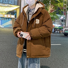 WASSUPHAPPY羊羔绒秋冬季男士加绒加厚棉衣潮流连帽棉服保暖外套，男装棉衣，电商B306