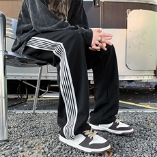 K3176-P48春装美式潮牌华夫格男女情侣侧织带垂坠感拖地休闲卫裤，男装休闲裤，电商A009A（原A058A）