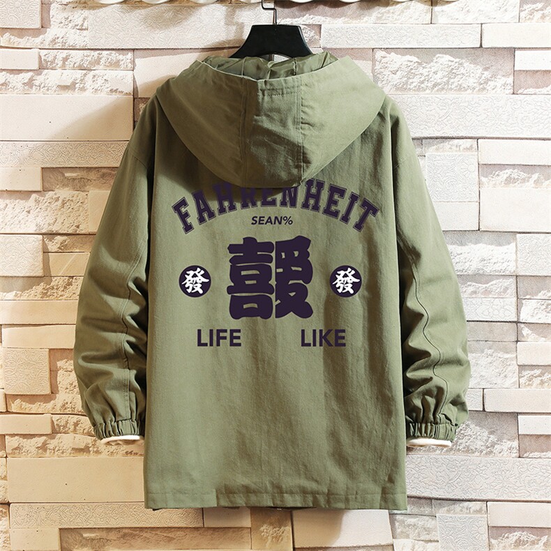 JK41256-P85纯棉连帽夹克男士大码工装男上衣外套砖墙挂拍,男装夹克,电商A040A