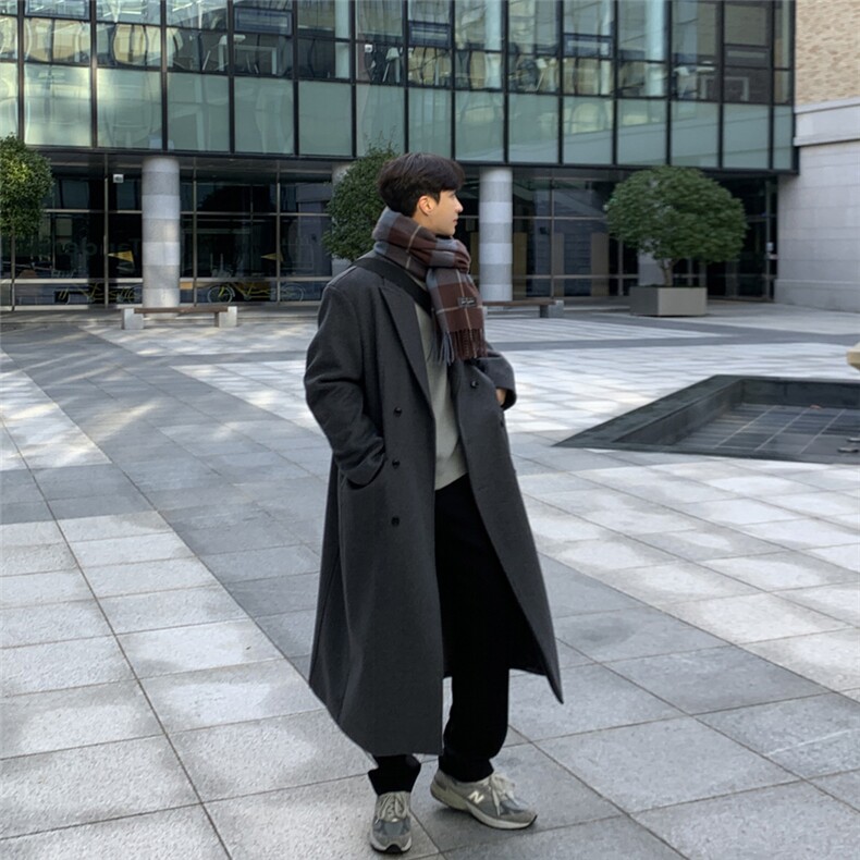 冬季新款双面呢大衣男中长款加厚男士双排扣呢子风衣外套,男装风衣,星座710