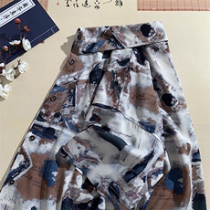 特批P28无差价夏季新款冰丝垂感短袖男抽象图案五分袖衬衣CD2251，男装T恤，电商A001
