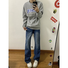 B221美式ins高街暗黑光版修身微喇牛仔裤LK23137-P55控78，男装牛仔裤，电商B221