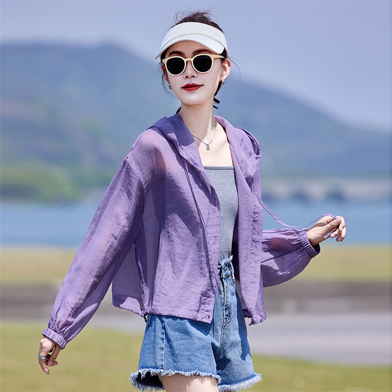衣女新款薄款透气轻薄连帽开衫多巴胺外穿通勤外套女2026夏季外套,女装防晒衣,靓衣阁