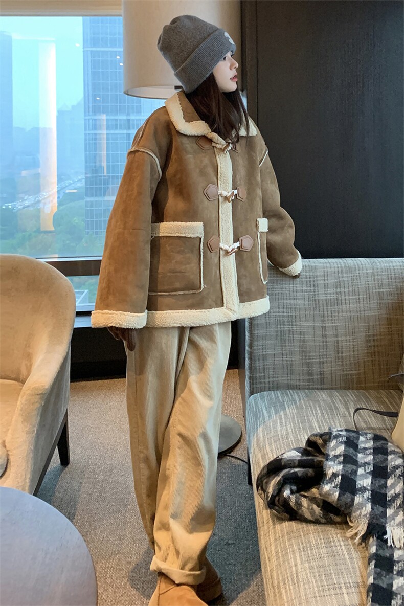 现货24秋皮毛一体羊羔毛短外套9025-P185-K268,女装短外套,2C305