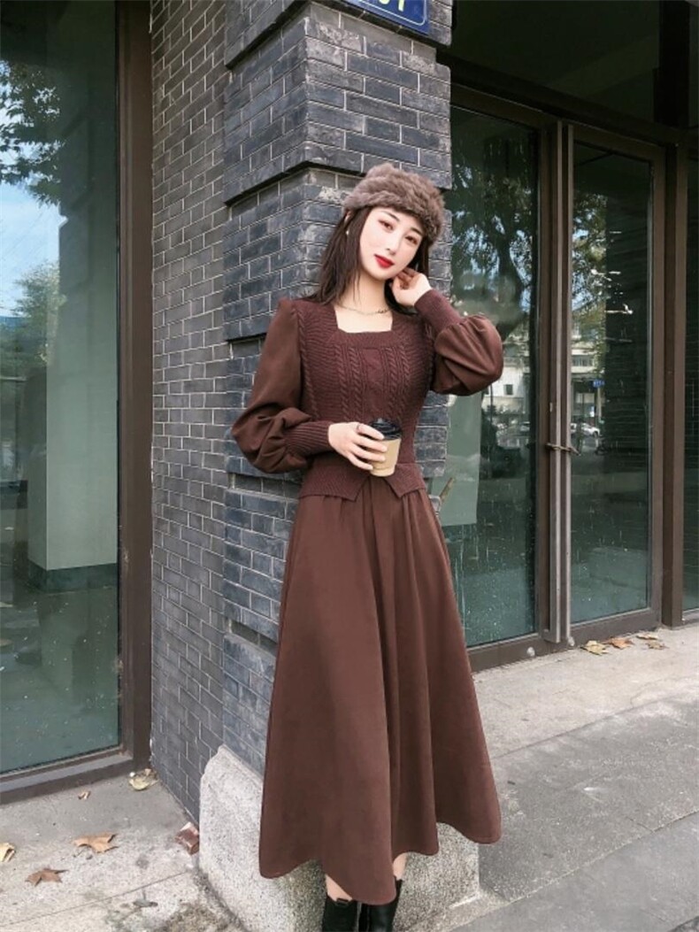 冬季新款时尚大方连衣裙，女装连衣裙，紫锦百艳