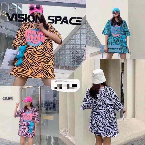 现货：时尚欧韩大版豹纹T恤：三色现货，黑白，粉，黄。，女装T恤，金川古韵