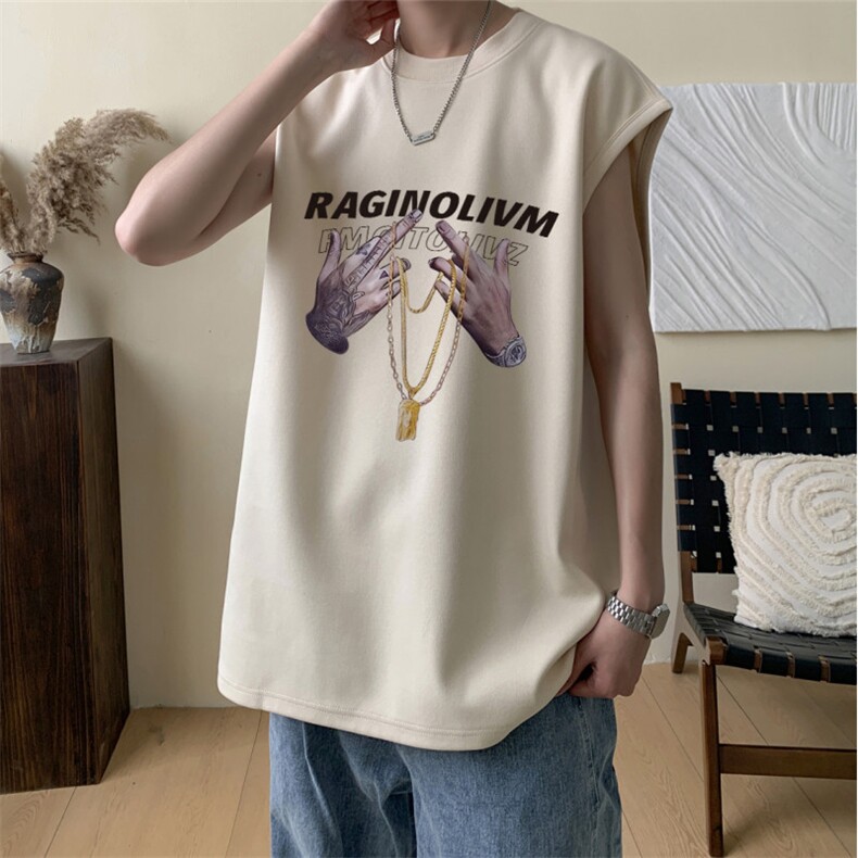 2025新款重磅高品质纯棉无袖坎肩背心手印花BX6149-特P18，男装背心/马甲，星座508（原C305）