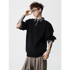 8841-P682025年秋冬季新款休闲毛衣男士时尚翻领长袖宽松针织衫，男装针织衫/毛衣，电商A113