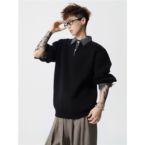 8841-P68 2025年秋冬季新款休闲毛衣男士时尚翻领长袖宽松针织衫图片