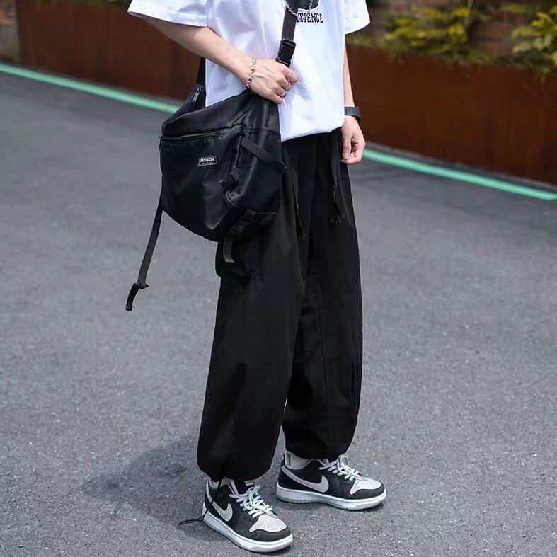 美式束脚工装裤ins潮牌港风街头复古抽绳直筒宽松阔腿裤A7018-P45,男装休闲裤,星座1001-1