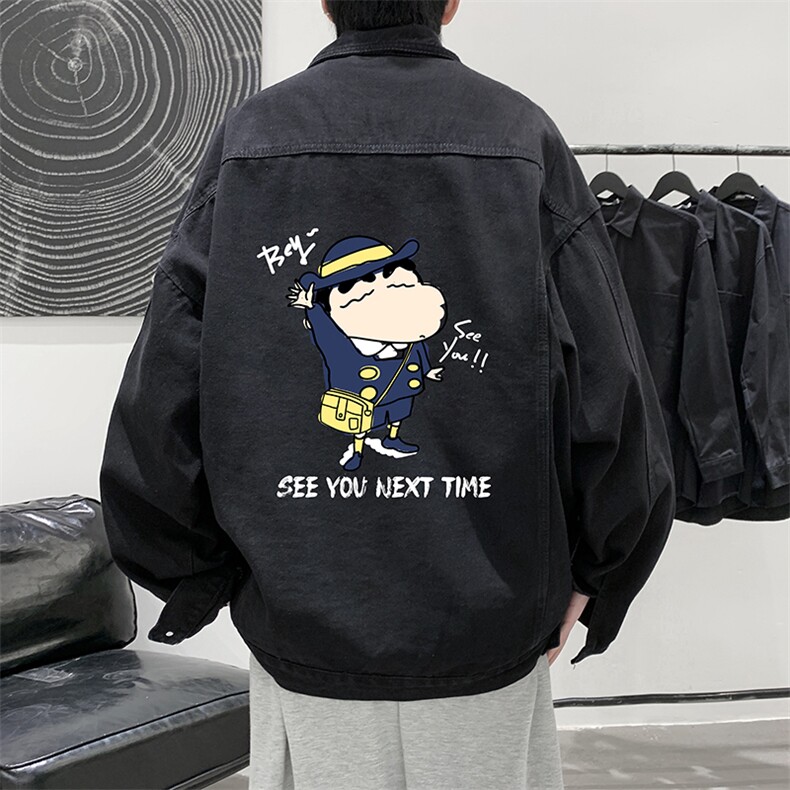 蜡笔小新牛仔夹克男大码牛仔外套男茄克NJ77240-P60,男装夹克,电商A040