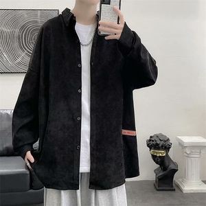 韩版秋款日系潮流宽松休闲港风纯色青少年长袖衬衫衬衣 W1456-P35图片