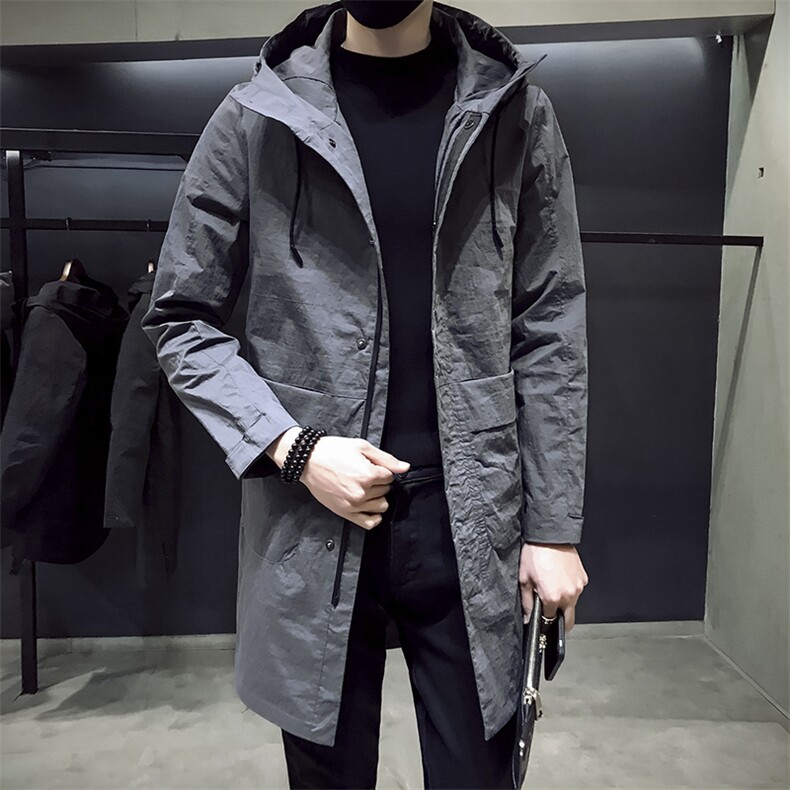 男士中长款外套休闲连帽上衣春秋季青少年夹克潮流风衣DS29T,男装夹克,电商A102