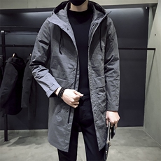 男士中长款外套休闲连帽上衣春秋季青少年夹克潮流风衣DS29T，男装夹克，电商A102