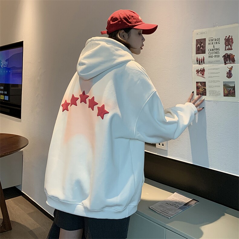 EQ175中性风发泡印花五角星春季连帽卫衣学院风外套女装类目P58,男装卫衣,电商C306-1