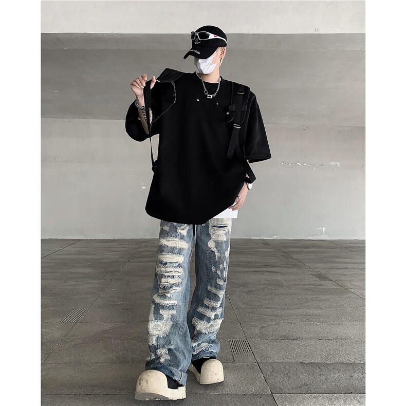 现货!25夏季男士设计背包带垫肩短袖DX128-P88现货,男装T恤,电商B288