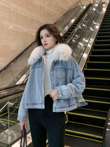 狐狸毛领短款派克，女装，肆尔