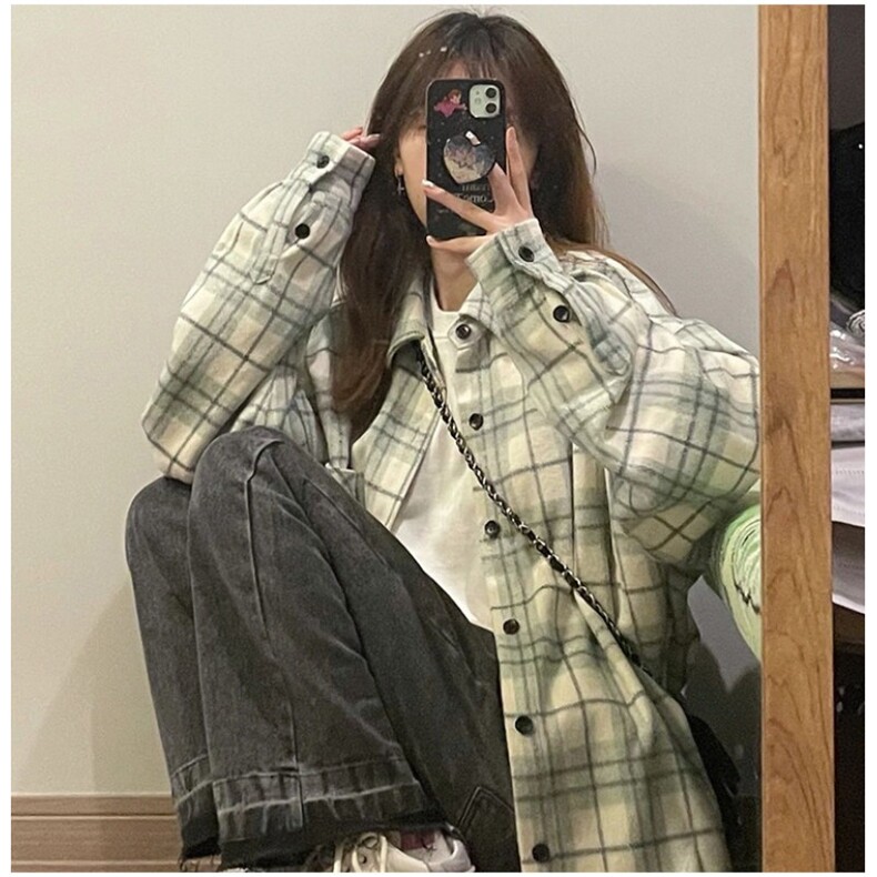 TC746-P45少女日系文艺衬衫早秋长袖翻领宽松上衣外套,男装衬衫,星座617A-2