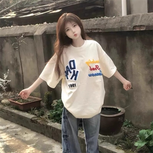 万针全刺绣工艺抖音得物高品质260克重磅纯棉双纱美式高街短袖T恤图片