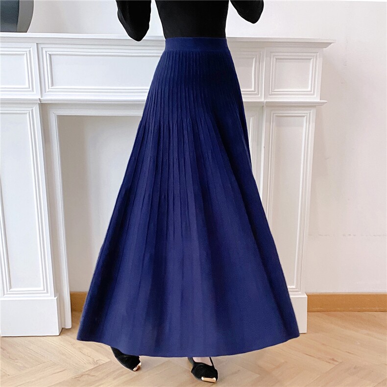 2025时尚简约长款修身显瘦半身裙，女装半身裙，织纯羊绒