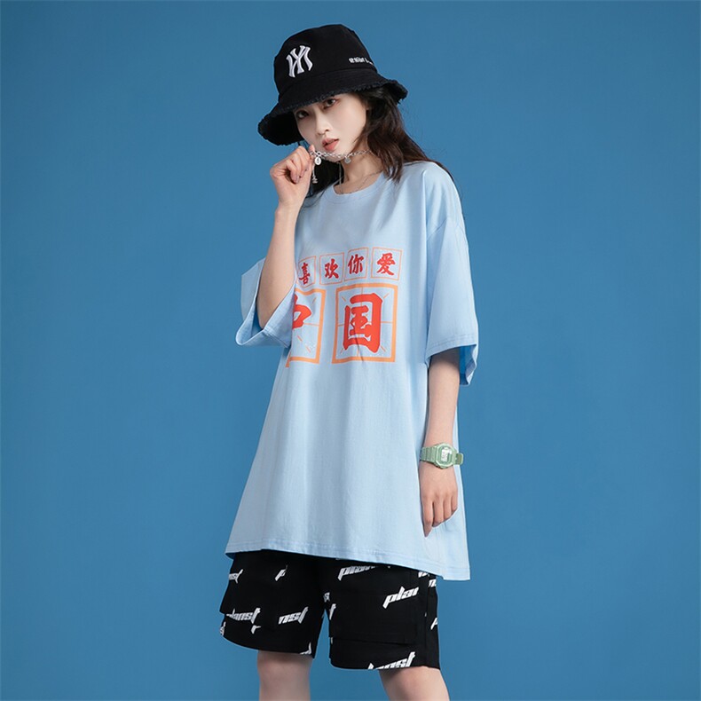 夏季爱印花中性风三色宽松T恤 A071-5502-P25（控38）图片