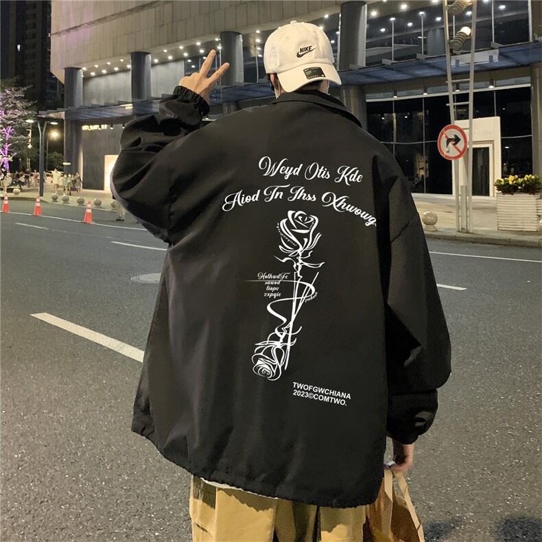 ！23秋季新款宽松大码港风玫瑰花夹克外套JK16126-P50控68图片