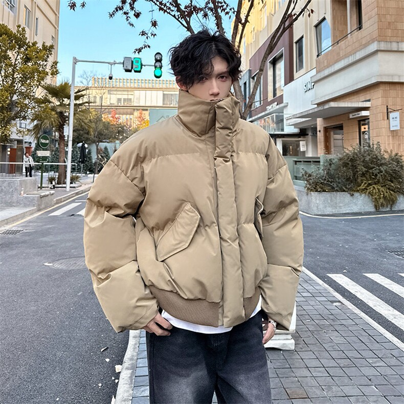 美式复古冬季加厚短款棉服 高级感立领飞行服面包服外套898 P108图片