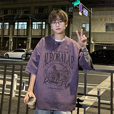 电商DSA028-DTLP2414特P19量大优供视频重磅麂皮绒短袖t恤男，男装T恤，电商A028