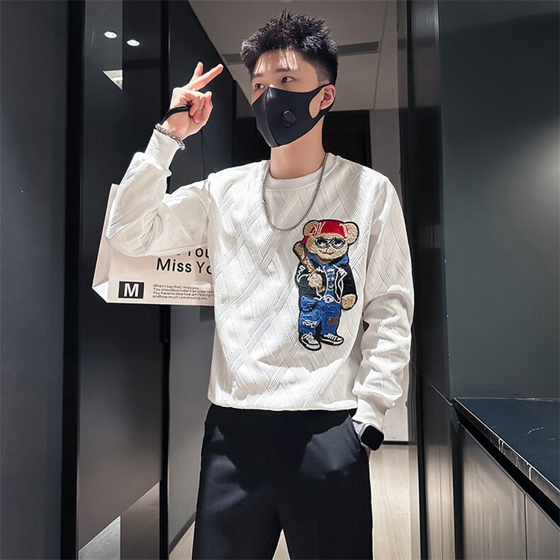 轻奢小熊卫衣男高级感潮流社会小伙店主风无帽外套301C-WY36-P58,女装短外套,星座301C（原B323）