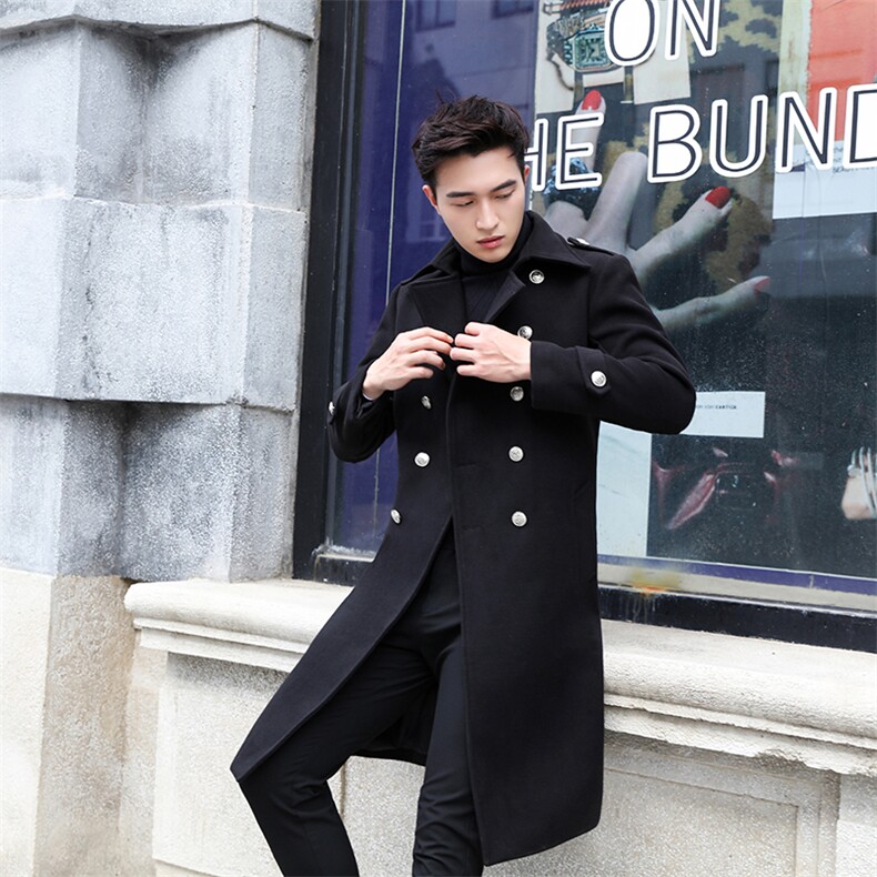 2025秋冬男装毛呢大衣欧美风军校大衣休闲男风衣Y170，男装毛呢大衣，星座208-1