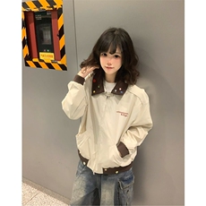 美式潮流撞色翻领拼接情侣夹克男2025春秋季外套上衣女，男装夹克，星座1210-1