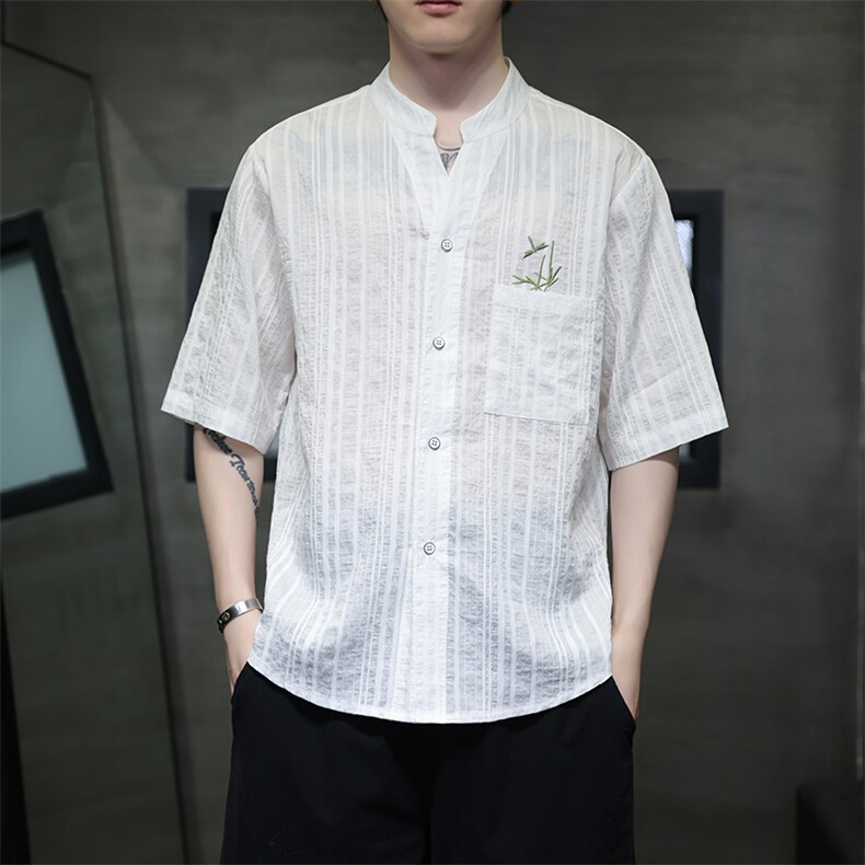 新中式风潮T恤短袖品质服饰刺绣汉服时尚天丝透气T2420-P65图片