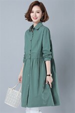 2025年秋装长袖宽松棉衬衣女裙小碎花文艺范休闲裙子衬衫裙,女装衬衫,风姿绰