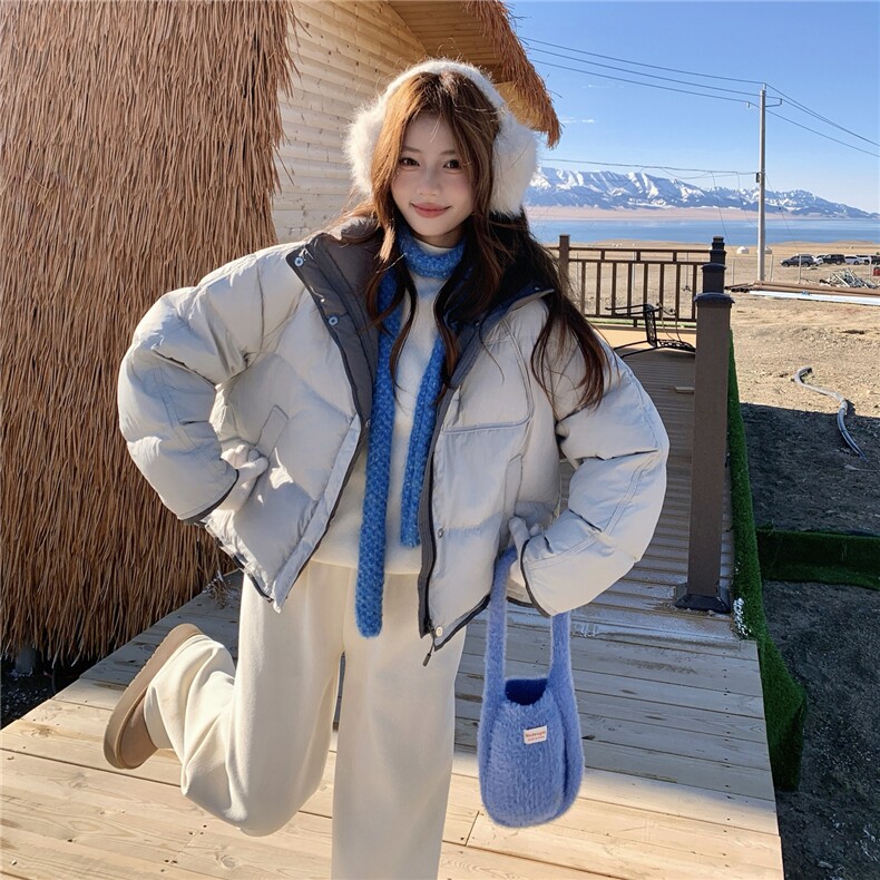 版学院风减龄加厚羽绒服女2025年冬季新款连帽保暖白鸭绒面包服,女装羽绒服,慧尚依恋
