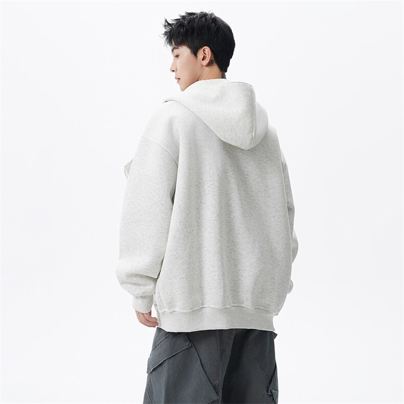 重磅420不规则连帽卫衣男宽松拉链长袖外套W023特P60,女装短外套,电商A073