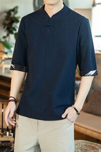 2021夏季新款中国风短袖男亚麻t恤6008-1/T061/P50图片