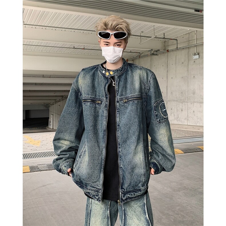 重磅水洗做旧设计感牛仔上衣宽松外套秋款男夹克网图JK89362-P80,男装工装外套,星座302B-2