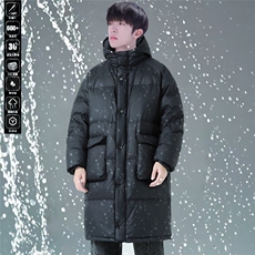 YR888P580防水加厚长款连帽新标90白鸭绒440克高充绒加厚羽绒服，男装羽绒服，星座704A（原B229A）