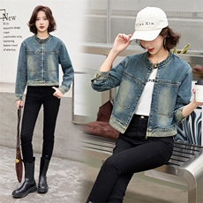 高级感气质牛仔短外套女春秋新款小个子宽松百搭复古长袖夹克上衣，女装牛仔外套，潮流依族