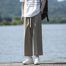 冰丝垂感休闲裤子男2024夏季薄款潮牌潮流直筒宽松-6013-特批-31，男装休闲裤，星座718-1