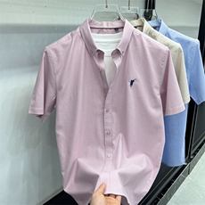 FN25057短袖衬衫2025夏季男士棉短袖衬衣刺绣保罗标纯棉衬衣，男装衬衫，钱塘207-1