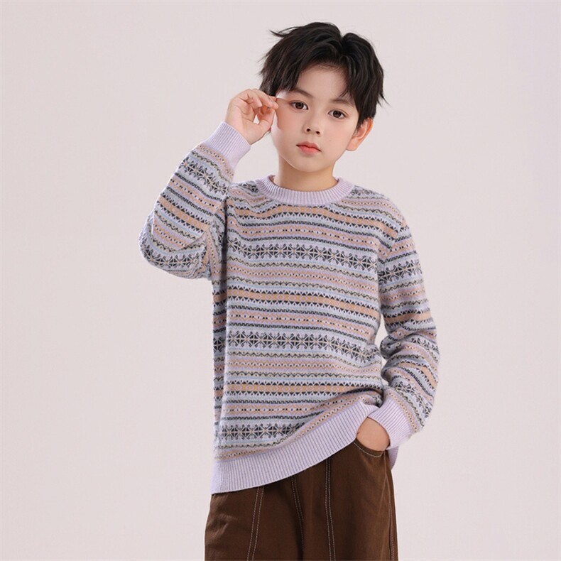 2025年秋季新款百搭男女同款绞花圆领加厚保暖羊毛衫，童装儿童羊毛衫，宏杨羊绒