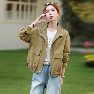 水洗棉外套女短外套图片