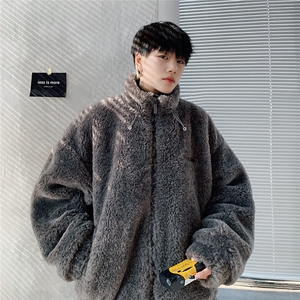 港风外景冬季宽松百搭棉服男羊羔毛情侣棉衣外套男7956P105控149图片