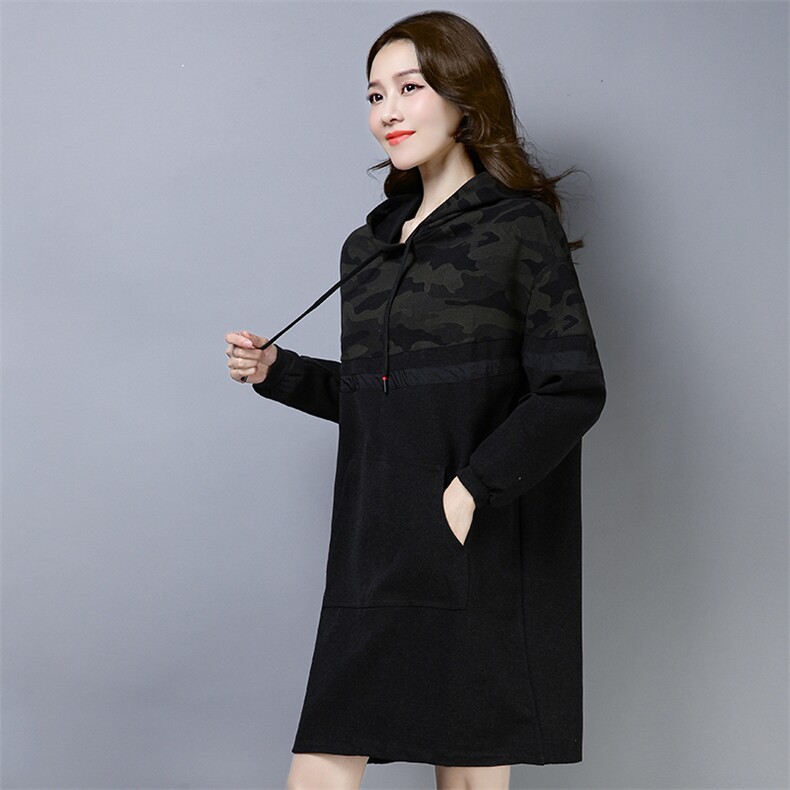 棉衣2021纯色连帽长袖套头加厚中长款拼接口袋,女装棉衣/棉服,叶笙衣