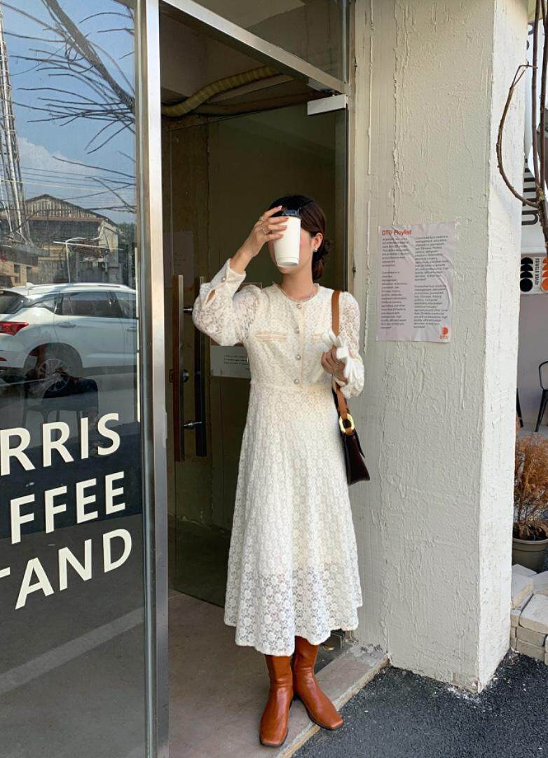 现货，秋冬新款羽毛纱连衣裙，女装连衣裙，墨初