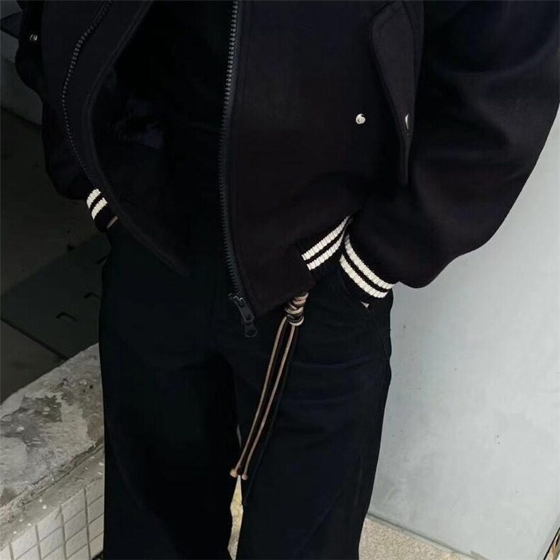 韩系百搭复古重磅夹克衫男宽松休闲棒球服飞行员痞帅廓形加厚外套,男装夹克,星座506A