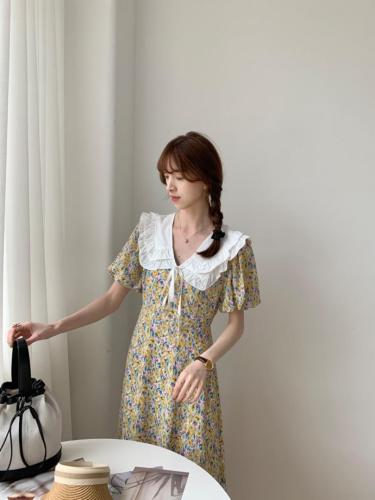 TWTIUWOO-5026翻领碎花连衣裙,女装连衣裙,她物