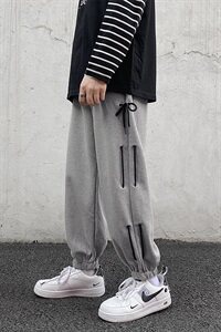 20港风男休闲裤学生宽松侧边串绳九分裤卫裤长裤潮504-K2061-P45图片